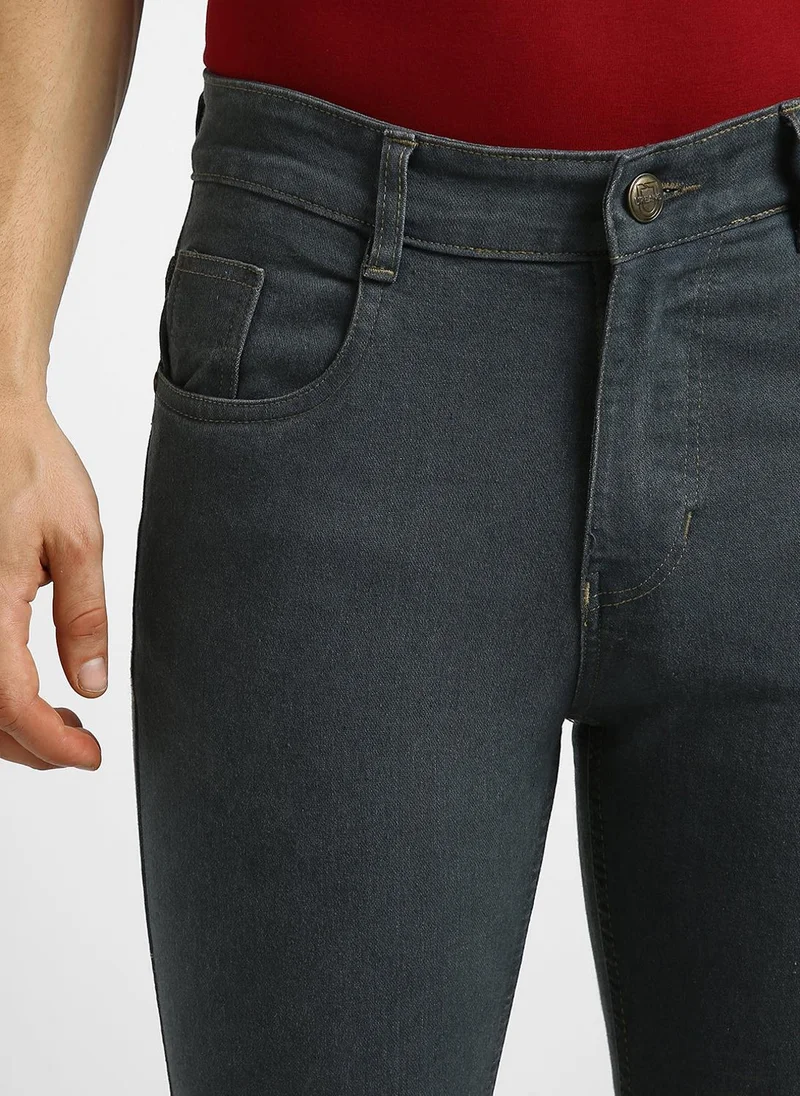 Urbano Fashion  Urbano Fashion Men's Grey Slim Fit Washed Jeans Stretchable for Men | Best Price UAE